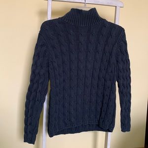 LL Bean cable knit navy sweater, Size M